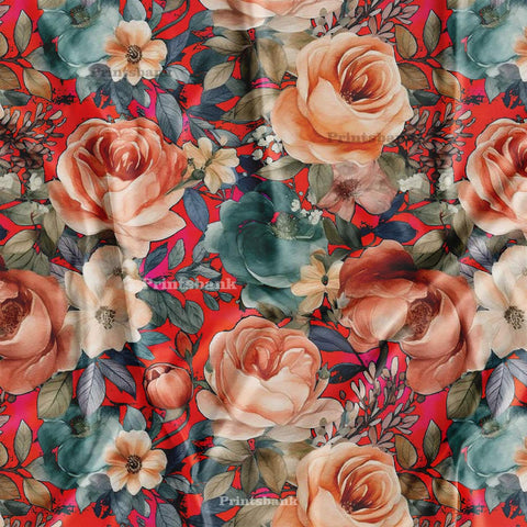 Vintage Rose Floral Digital Printed Fabric Material Wholesale Price