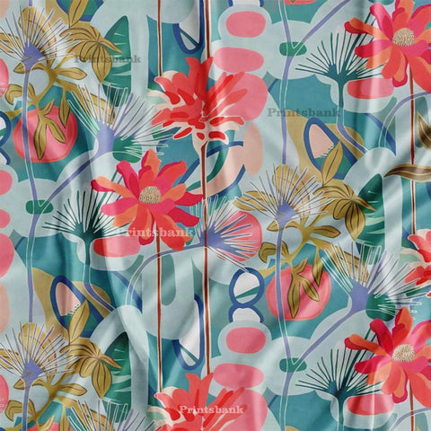 Artistic Floral Digital Printed Fabric Material Wholesale Price