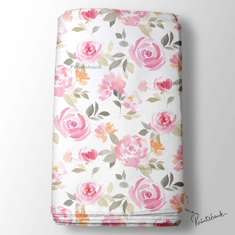 Water Colour Rose Floral Digital Printed Fabric For Summer Collection Online