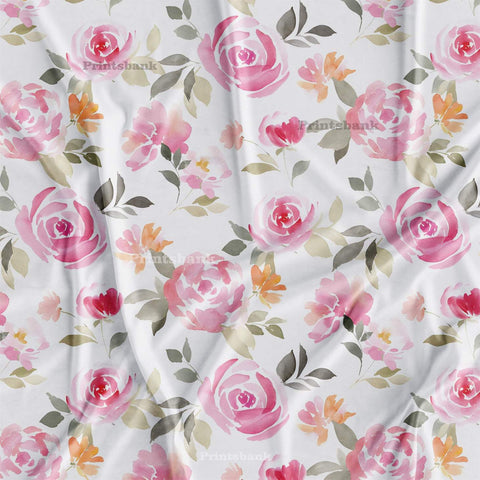 Water Colour Rose Floral Digital Printed Fabric For Summer Collection Online