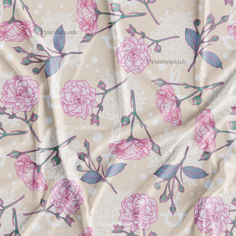 Pastel Rose Floral Printed Fabric For Kurti Manufacturer In Surat