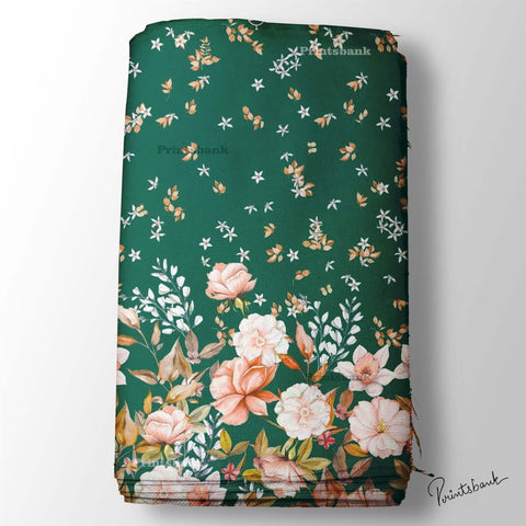 Sale! Bottle Green Blossom Cotton fabric