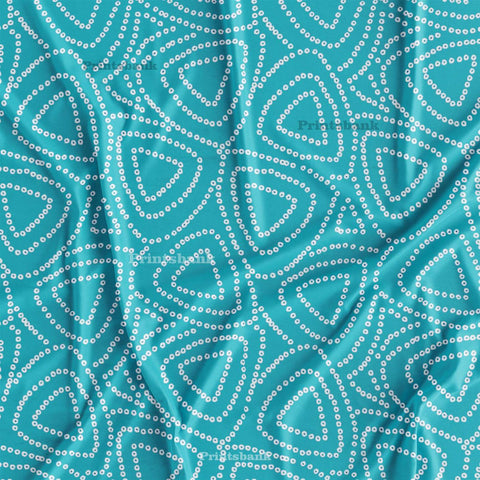 Aqua Blue Bandhani Fabric Supplier