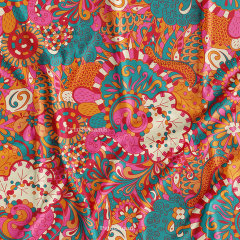 Bright Colourful Zara Digital Printed Fabric Manufacturer In India