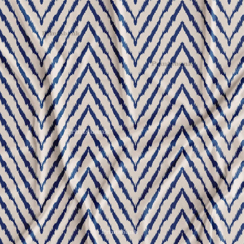 Blue Ikat Printed Fabric Online For Dress