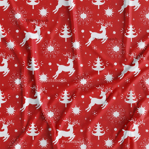 Red Christmas Nursery Digital Printed Fabric Wholesale Price