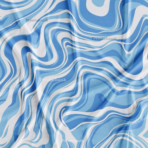 White Blue Marble Digital printed Fabric Online Store