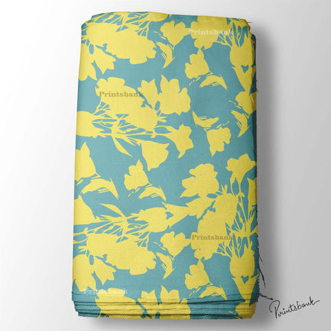 Yellow & Till Blue Floral Digital Printed Manufacturer Online Market