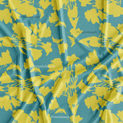 Yellow & Till Blue Floral Digital Printed Manufacturer Online Market