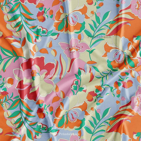 Designer Multi Colour Floral Printed Fabric Store Online Market