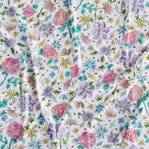 Watercolour Floral Printed Fabric