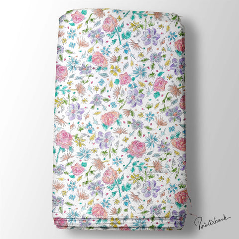 Watercolour Floral Printed Fabric