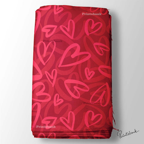 Red Love Digital Printed Fabric Online Market Price