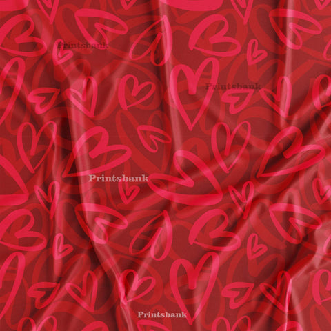 Red Love Digital Printed Fabric Online Market Price