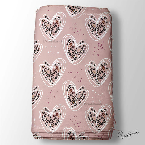 Designer Heart Printed Fabric For Boutique Dresses