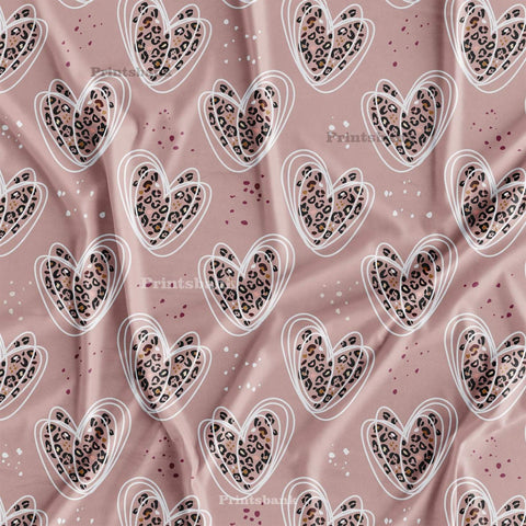 Designer Heart Printed Fabric For Boutique Dresses