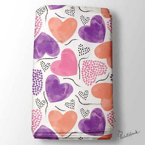 Levander Love Heart Designer Printed Fabric Manufacturer Online