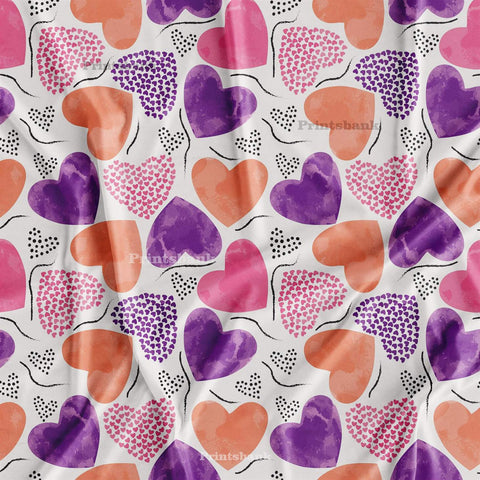 Levander Love Heart Designer Printed Fabric Manufacturer Online