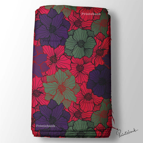 Dark Big Floral Printed Fabric Material Dress Manufacturer In India