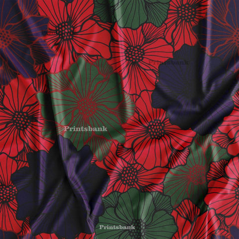 Dark Big Floral Printed Fabric Material Dress Manufacturer In India