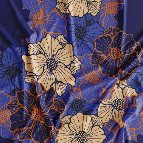 Blue Shaded Big Floral Printed Fabric Wholesale Online India