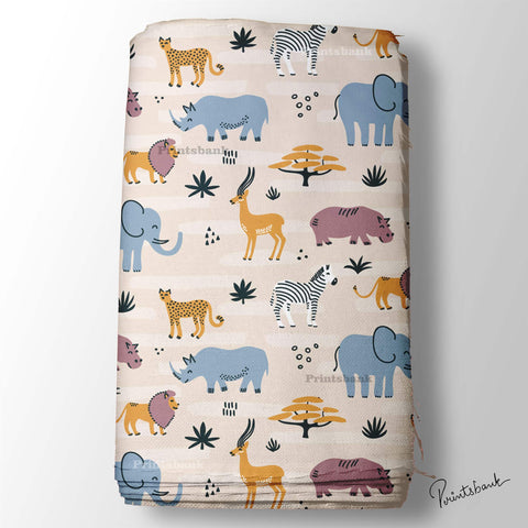 Animal Digital Printed Fabric For Kid's Dress Material