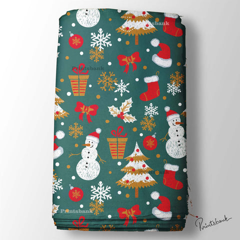 Dark Green Christmas Nursery Digital Printed Fabric Wholesale Price