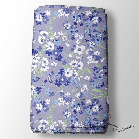 Blue Floral Printed Fabric Wholesale Market