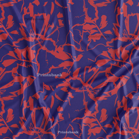 Navy Blue Printed Fabric Supplier For Dress Material