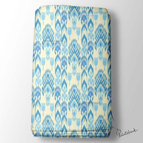 Light Blue Digital Printed Ikat Fabric Manufacturer