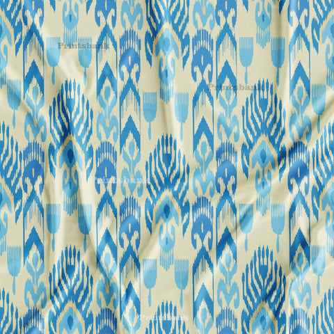 Light Blue Digital Printed Ikat Fabric Manufacturer