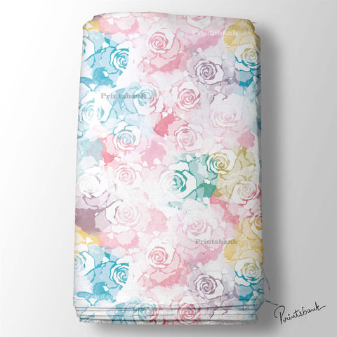 Watercolour Floral Printed Fabric