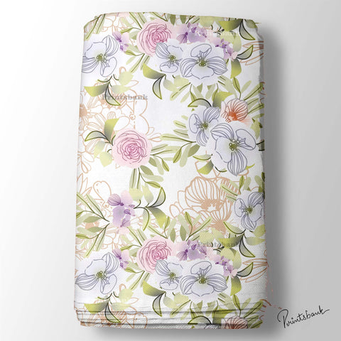 Big Floral Pastel Printed Fabric For Boutique Quality Material