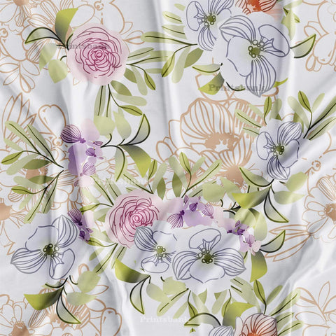 Big Floral Pastel Printed Fabric For Boutique Quality Material