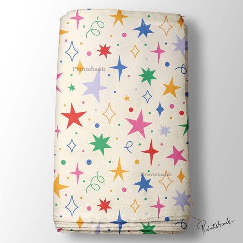 Multicolour Star Christmas Nursery Digital Printed Fabric Material For Kid's