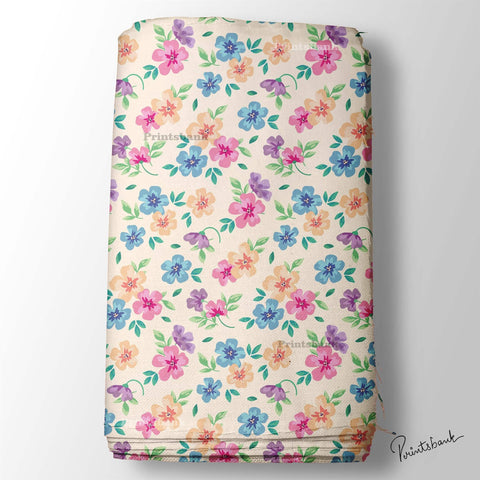 Watercolour Floral Printed Fabric