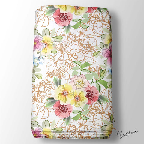 Multi Color Bunch Floral Digital Printed Fabric Wholesale Rate