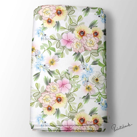 Floral Garden Printed Fabric Material For Dress Manufacturer