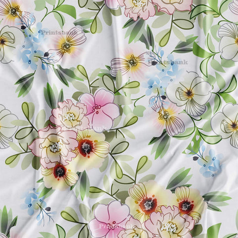 Floral Garden Printed Fabric Material For Dress Manufacturer