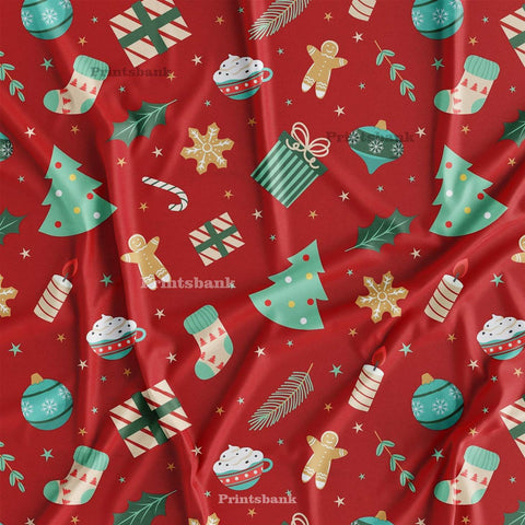 Red Christmas Nursery Digital Printed Fabric Material Wholesale Price