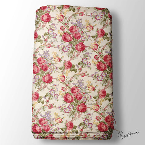 Watercolour Floral Printed Fabric