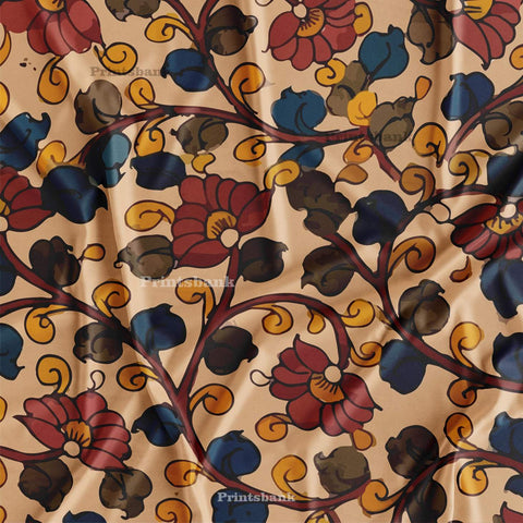 Vintage Kalamkari Floral Digital Printed Fabric Wholesale Price