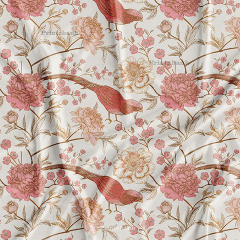 Vintage Bird Printed Fabric Wholesale Market