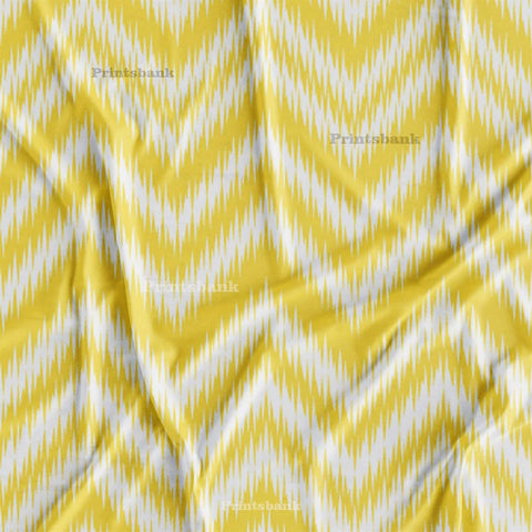 Yellow Ikat Digital Printed Fabric Manufacturer