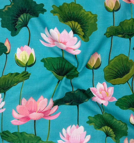 Soft Poly Cotton Lilen Pichwai Digital Printed Fabric