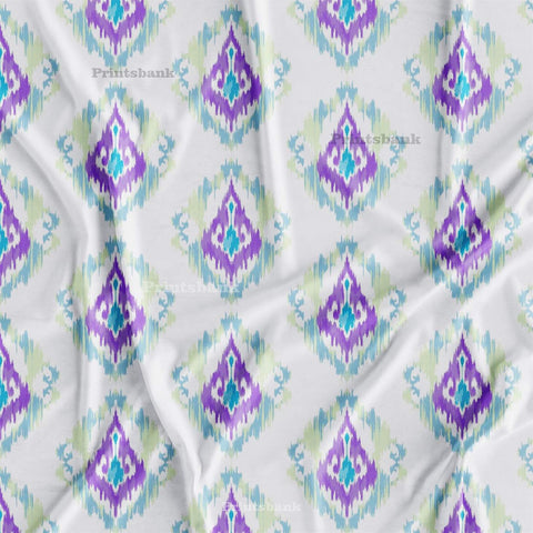 Lavender Ikat Digital Printed Fabric Wholesale Price For Dress