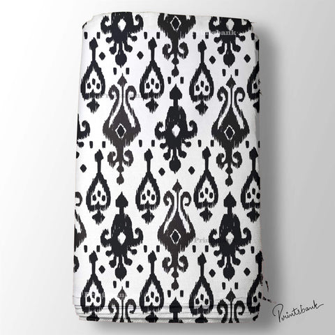 Black & White Digital Printed Ikat Fabric Material Online