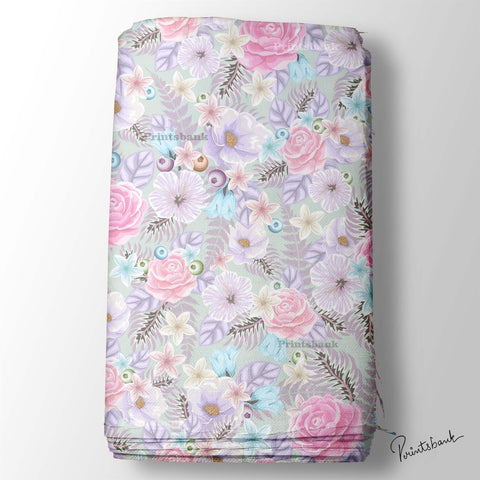 Watercolour Floral Printed Fabric