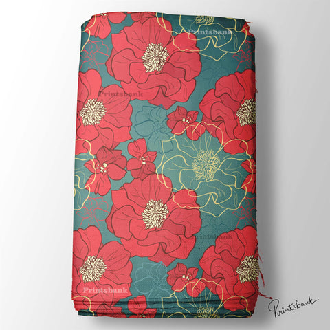 Big Floral Digital Printed Fabric Wholesale