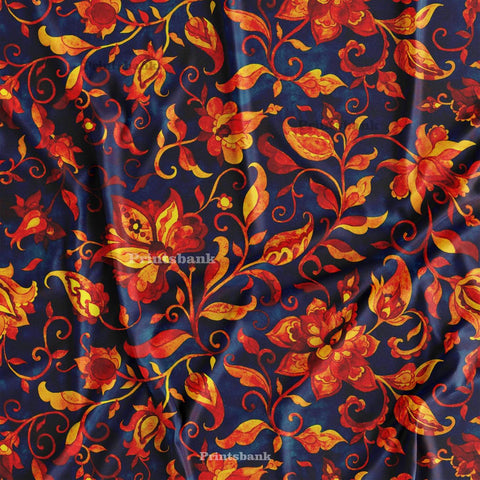 Dark Till Blue Designer Printed Fabric